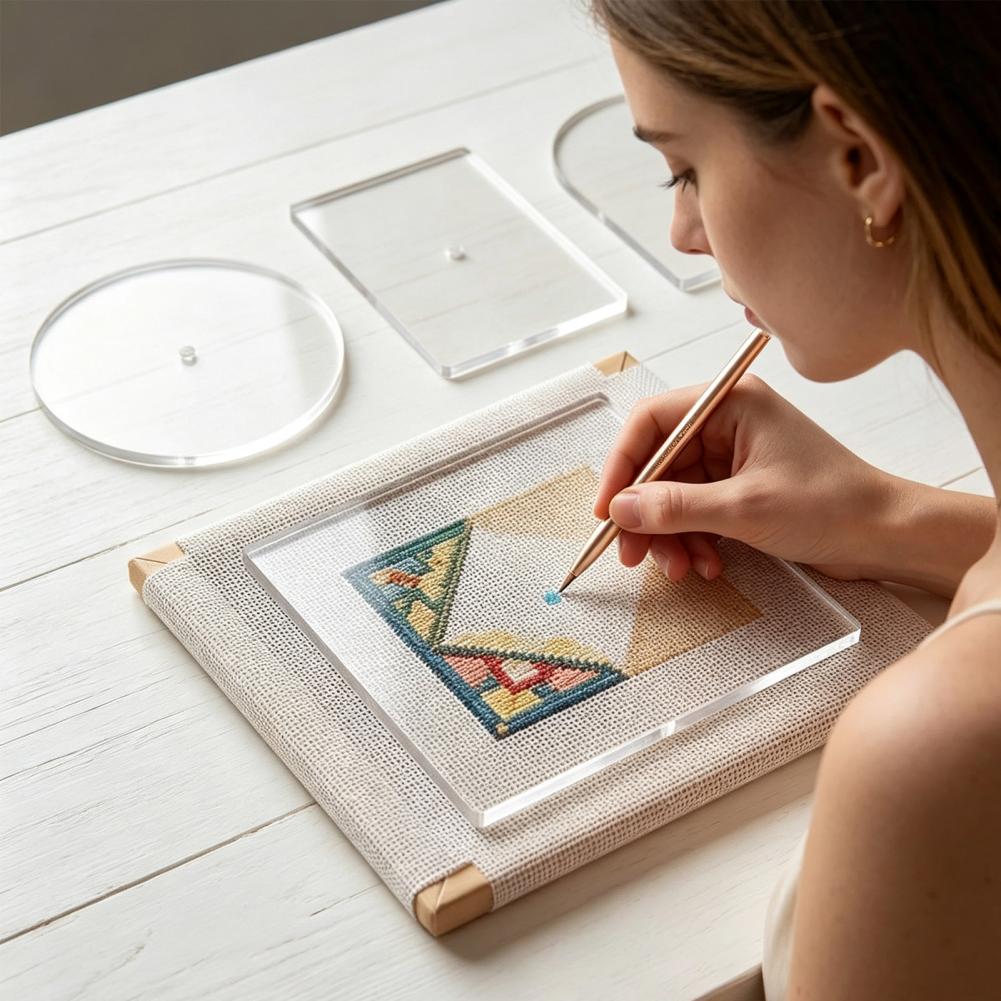Embroidery Craft - 5-teiliges Stickerei-Acryl-Schablonen-Set in runder/quadratischer/rechteckiger/ovaler/bogenförmiger Form für